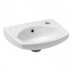 Lave-main avec 35x28 cm trou robinetterie à droite et trop-plein, Blanc (EUR913)