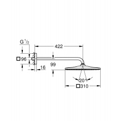 Rainshower Mono 310 Cube Ensemble douche de tête et bras 422mm 1 jet, Hard Graphite brossé (26564AL0)