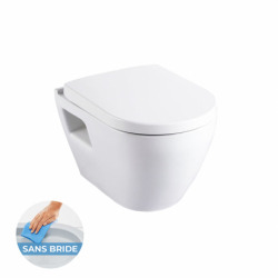 Pack WC bâti-support avec Cuvette Serel Solido Compact sans bride + Abattant softclose + Plaque blanc (RapidSL-SM26-3)