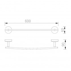 Simple Porte-serviettes barre, 60cm, Chrome (SIM23)  Simple Porte-serviettes barre, 60cm, Chrome (SIM23)