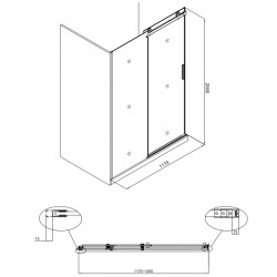 T-Linea Porte coulissante de douche verre trempé Easy Clean 120x200cm, Ouverture droite à gauche (TLDNEW120P03)