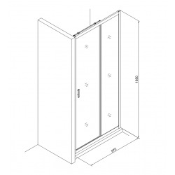 Tex Set complet Porte de douche coulissante verre transparent Easy Clean, glissières silencieuses 100x195cm (TEXD100CRT03)