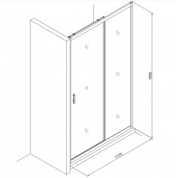 Tex Set complet Porte de douche coulissante verre transparent Easy Clean, glissières silencieuses 120x195cm (TEXD120CRT01)