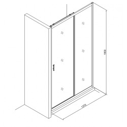 Tex Set complet Porte de douche coulissante verre transparent Easy Clean, glissières silencieuses 140x195cm (TEXD140CRT02)