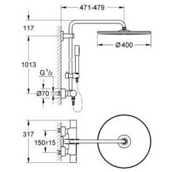  Rainshower System 400 Colonne de douche thermostatique avec douche de tête XXL (27174001)