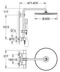 Colonne de Douche Grohe Rainshower Thermostatique 27174001, 830,10 €