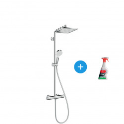 Showerpipe Crometta E 240 Colonne de douche + Douchette à main + Mitigeur + Spray nettoyant pour surfaces chromées (27271000*)