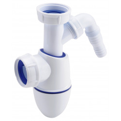Easyphon Siphon avec joint comprimé pour évier, avec raccord pour lave-vaisselle (0224408)