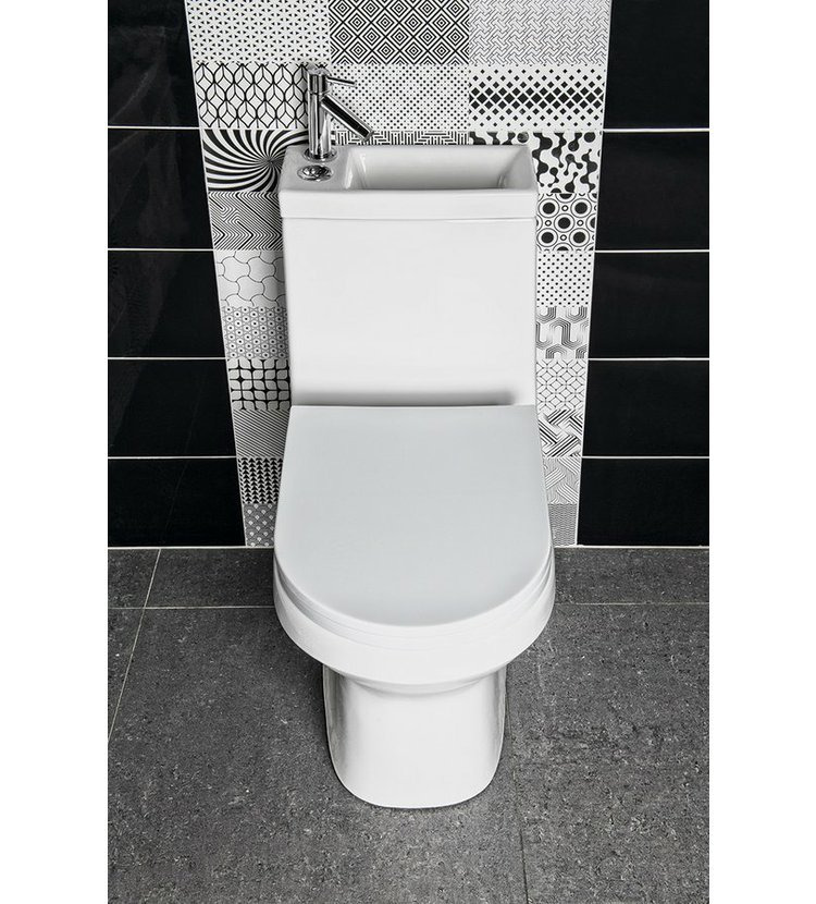 Pack WC suspendu avec lave-mains intégré + abattant frein de chute