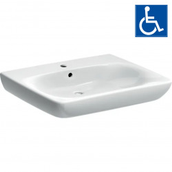 Selnova Comfort Lavabo PMR 650x550 mm avec perçage pour robinetterie + trop-plein, Blanc (500.292.01.1)