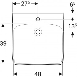 Selnova Comfort Lavabo PMR 550x550 mm avec perçage pour robinetterie, Blanc (500.187.01.1)