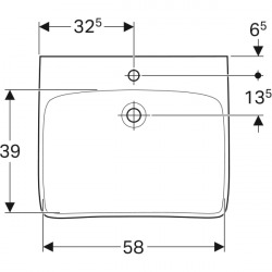 Selnova Comfort Lavabo PMR 650x550 mm avec perçage pour robinetterie, Blanc (500.188.01.1)