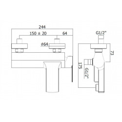  by Paffoni B-Way Mitigeur bain / douche à levier, Noir mat (SATBSBW222)