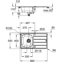 K200 Evier en acier inoxydable encastrable, Satin (31552SD1)