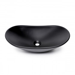  Infinitio Vasque à poser 61,5x36 cm ovale, sans trop-plein, Noir mat (SATINF61536BKM)