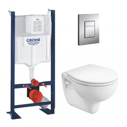 Pack WC autoportant + WC suspendu KOLO by Geberit + Abattant en Duroplast + Plaque chrome (ProjectRekord-1)