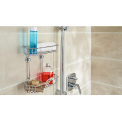 Tesa Draad Raclette de douche 17,5x23,9x5,5cm avec support mural, Métal,  Chrome, pose facile sans perçage (40224-00000-00) - Livea Sanitaire