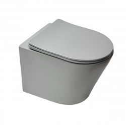 WC suspendu Infinitio gris mat sans bride et fixations invisibles + abattant frein de chute (GreyInfinitio)