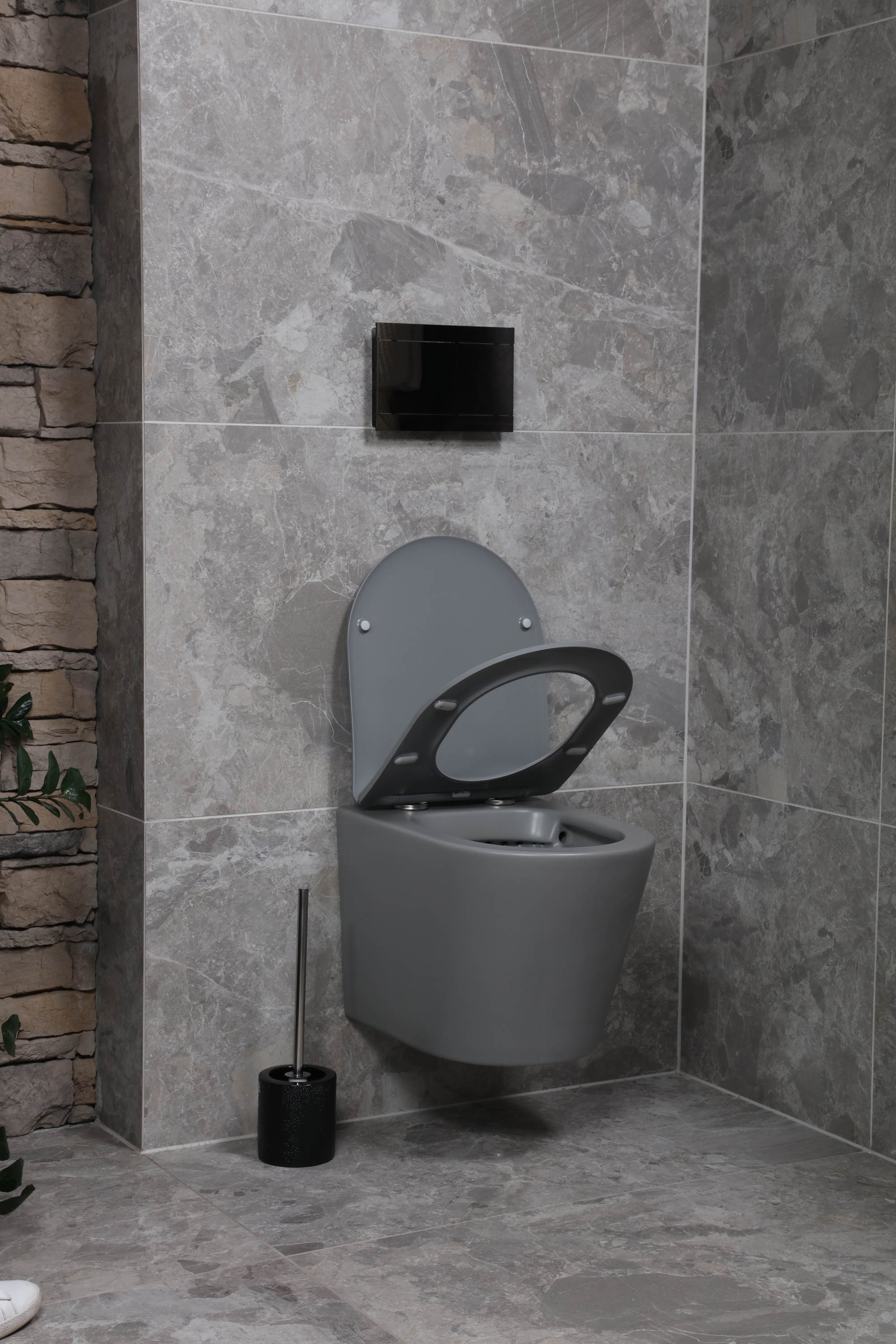 Swiss Aqua Technologies WC suspendu Infinitio gris mat sans bride et  fixations invisibles + abattant frein de chute (GreyInfinitio)