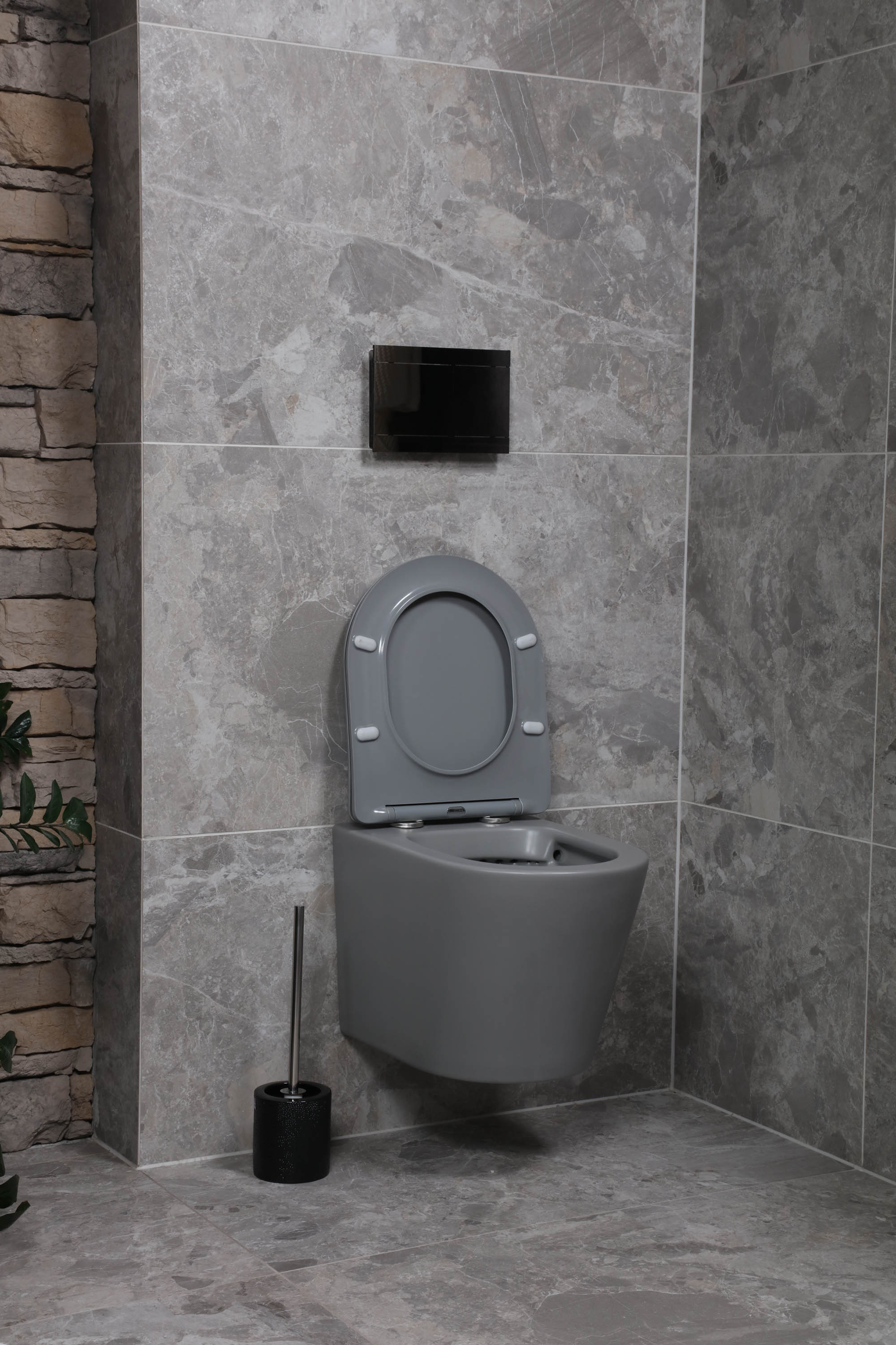 Swiss Aqua Technologies WC suspendu Infinitio gris mat sans bride et  fixations invisibles + abattant frein de chute (GreyInfinitio)