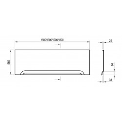 Tablier de baignoire en acrylique 170cm, Blanc (CZ001V0A00)