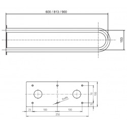  HELP Barre de maintien fixe 60cm en forme de U, Comaxite, Blanc (301102054)