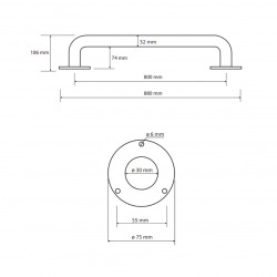 HELP Barre de maintien fixe 80cm, Comaxite, Blanc (301100804)