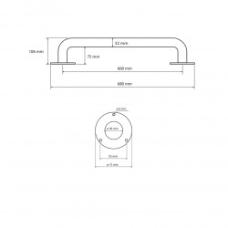  HELP Barre de maintien fixe 60cm, Comaxite, Blanc (301100604)
