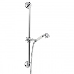 Ricordi Set de douche vintage avec barre de douche 60cm, Chrome/Blanc (ZSAL010)