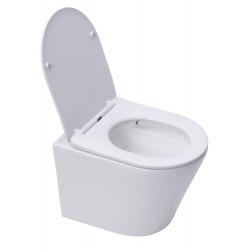 Swiss Aqua Technologies Cuvette suspendue Infinitio sans bride et fixations invisibles + abattant frein de chute (SATINFrimless)