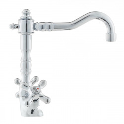  Ricordi Mélangeur de lavabo XL avec tirette et bonde, Design vintage, Chrome (IR085)