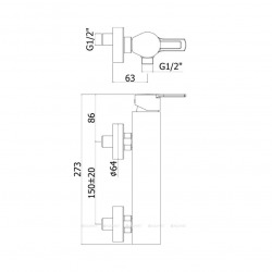 Ringo West Mitigeur mécanique de douche installation murale, Noir mat (RIN168NO)  Ringo West Mitigeur mécanique de douche installation murale, Noir mat (RIN168NO)