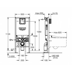 Rapid SLX Bâti-support autoportant pour WC, Hauteur d'installation 1,13m avec Prise de courant intégrée (39599000)