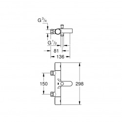 Grotherm 800 Cosmopolitan Mitigeur thermostatique bain/douche avec tête céramique 1/2, 180°, Chrome (34770000)  Grotherm 800 Cosmopolitan Mitigeur thermostatique bain/douche avec tête céramique 1/2, 180°, Chrome (34770000)
