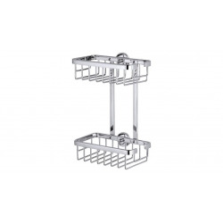  Aluxx Etagère 2 paniers 26x18x10,7cm, Aluminium, Chrome, pose facile sans perçage (40211-00000-00)