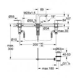  Eurosmart Cosmopolitan  Mélangeur 3 trous 1/2" Lavabo Taille S (20187000)