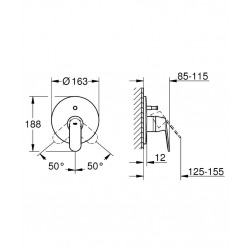  Eurosmart Cosmopolitan  - Set de finition pour mitigeur monocommande, 2 sorties (19382000)