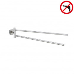 Moon Porte-serviette 2 barres pivotantes 8,3x5x45,6cm, Métal mat, Chrome, pose facile sans perçage (40303-00000-00)