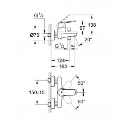  Eurosmart Cosmopolitan Mitigeur monocommande 1/2" bain/douche, Chrome (32831000)