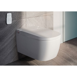 Pack WC Bâti autoportant + Cuvette V-Care 1.1 Smart Essential WC lavant japonais Vitra + Plaque de commande, Chrome (SLXVCare1)