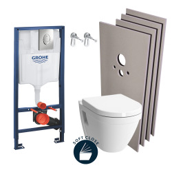 Pack WC Bâti-support Rapid SL + WC Vitra S50 + Abattant softclose + Plaque chrome + Set habillage (Grohe-S50Softclose-2-sabo)