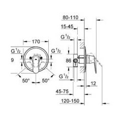 Grohe Eurosmart Cosmopolitan - mitigeur douche encastré + corps d'encastrement, chrome (32880000)  Grohe Eurosmart Cosmopolitan - mitigeur douche encastré + corps d'encastrement, chrome (32880000)