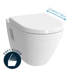 Pack WC bâti-support extra-plat + Cuvette Vitra S50 compacte + Abattant softclose + Plaque blanche et chrome (SLIM-S50Compact-2)