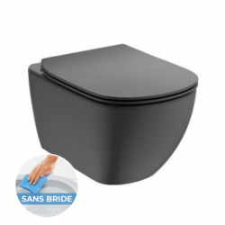 Pack WC bâti-support extra-plat + WC Tesi sans bride technologie AquaBlade + Abattant + Plaque noire (SLIM-BlackTesi-A)