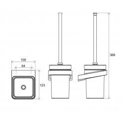  10° Brosse WC en verre avec support en métal, Chrome (X07P330)