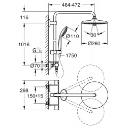 Vitalio Joy System 260, colonne de douche avec mitigeur thermostatique (G-26403001)  Vitalio Joy System 260, colonne de douche avec mitigeur thermostatique (G-26403001)