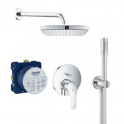 Eurosmart Set de douche tout en 1 avec douche de tête 25cm + Douchette 1 jet, Chrome (25219001-VITALIOSTICK)