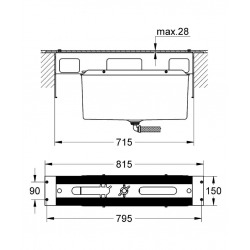 Châssis pour combiné Bain/Douche 4 et 5 trous sur tablette (29037000)  Châssis pour combiné Bain/Douche 4 et 5 trous sur tablette (29037000)