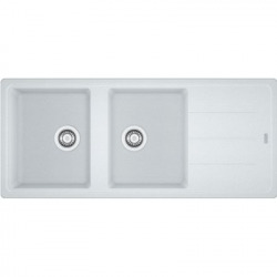 Basis Evier 116x50cm avec double cuve et égouttoir réversible, BFG 621, Fragranit +, Blanc (114.0276.593)