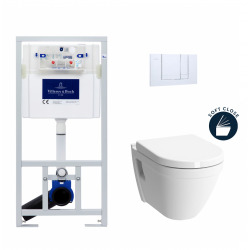 Pack WC bâti-support + Cuvette Vitra S50 + Abattant softclose + Plaque chrome (ViConnectS50-1)